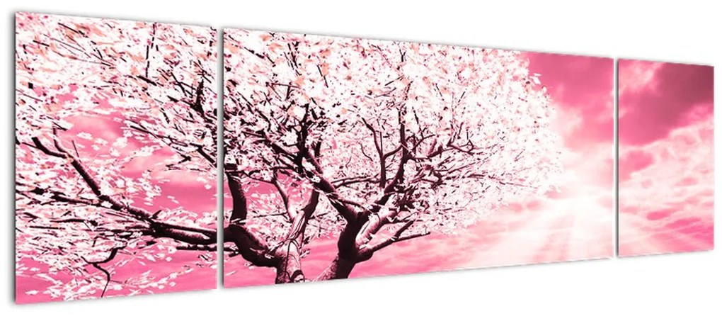 Różowy obraz drzewa (170x50 cm)