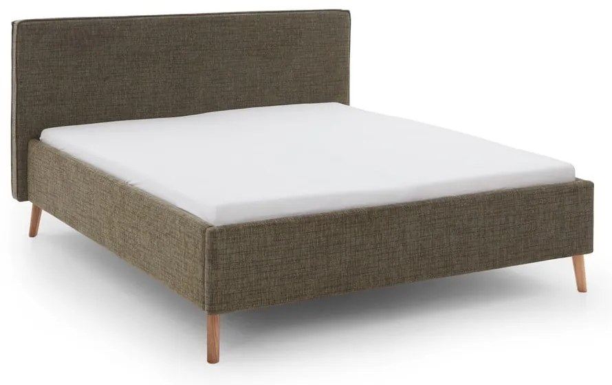 Ciemnozielone tapicerowane łóżko dwuosobowe ze schowkiem i stelażem 160x200 cm Riva – Meise Möbel