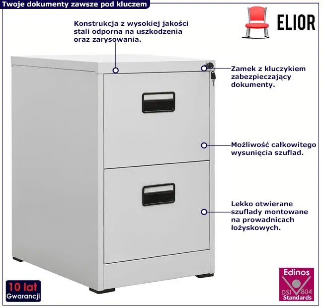 Jasnoszary zamykany kontenerek biurowy L7-B11