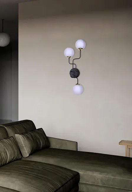 Czarny kinkiet z trzema kloszami - 3X S854 G6-P43