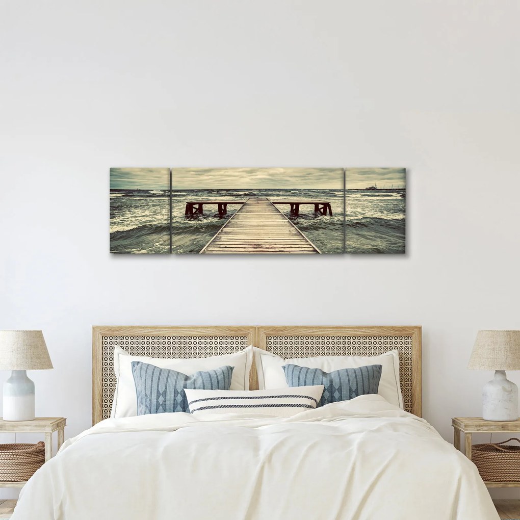 Obraz drewnianego molo na morzu (170x50 cm)