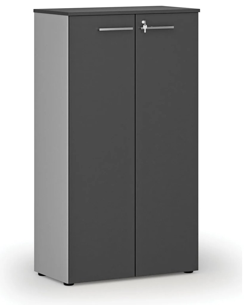 Szafa biurowa z drzwiami PRIMO GRAY, 800 x 420 x 1434 mm, szary/grafit