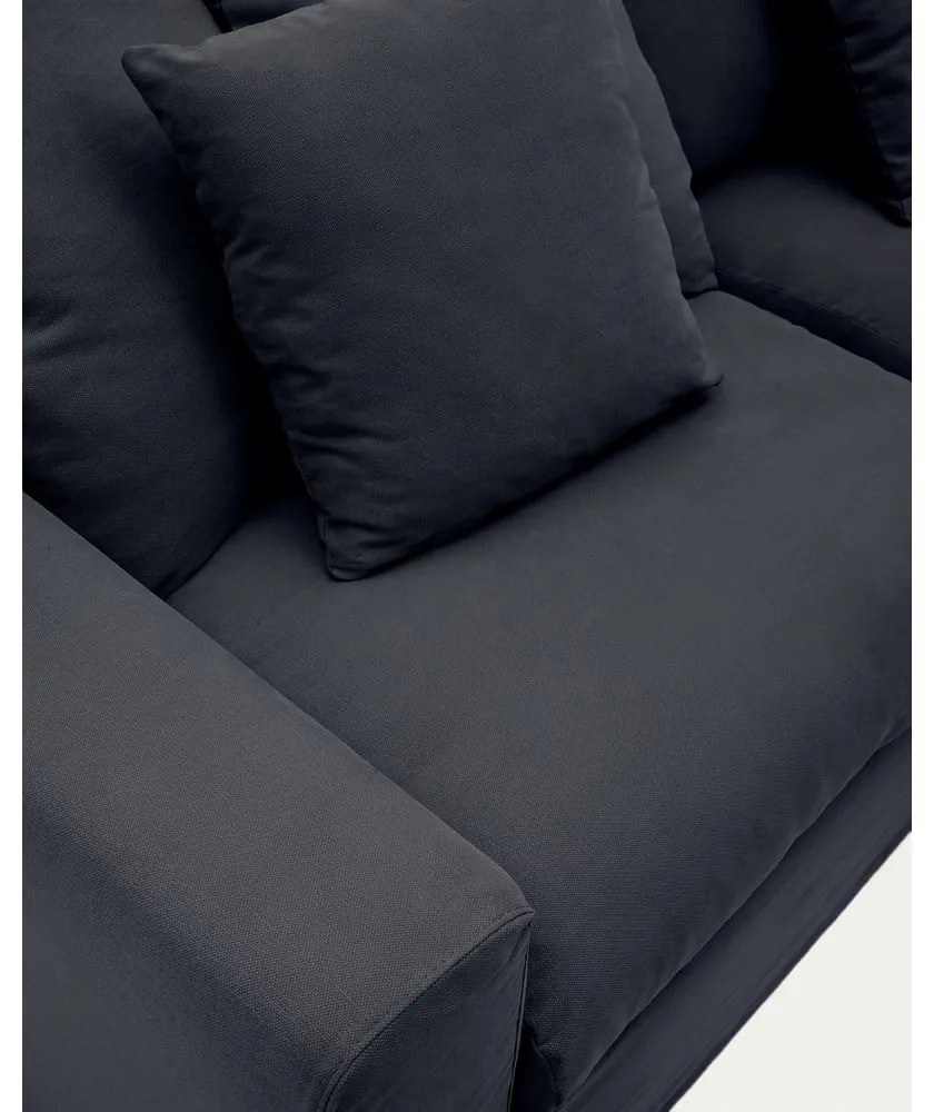 Antracytowa lniana sofa 340 cm Nora – Kave Home