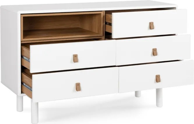 Komoda do Salonu NAOMI 120 cm Biała z Szufladami i Półką Skandynawska