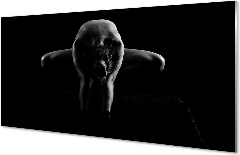 Panel szklany do Kuchni Czarno-Biały Portret Kobiety