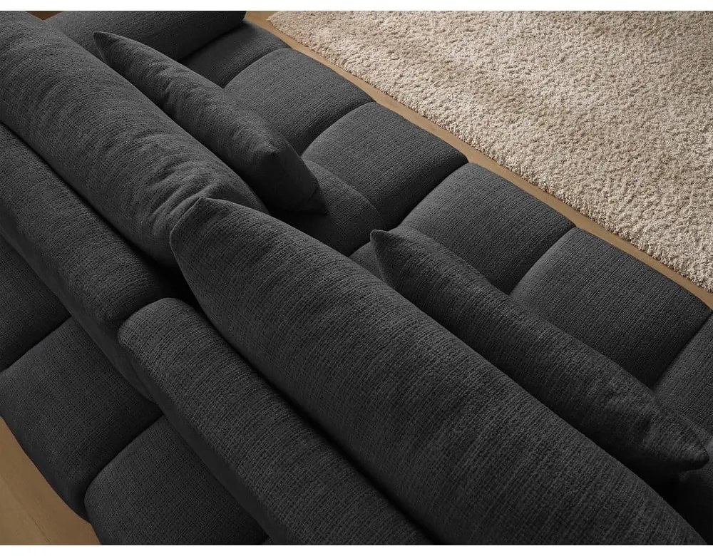 Czarna sofa z tkaniny szenilowej 264 cm Ivane – Bobochic Paris