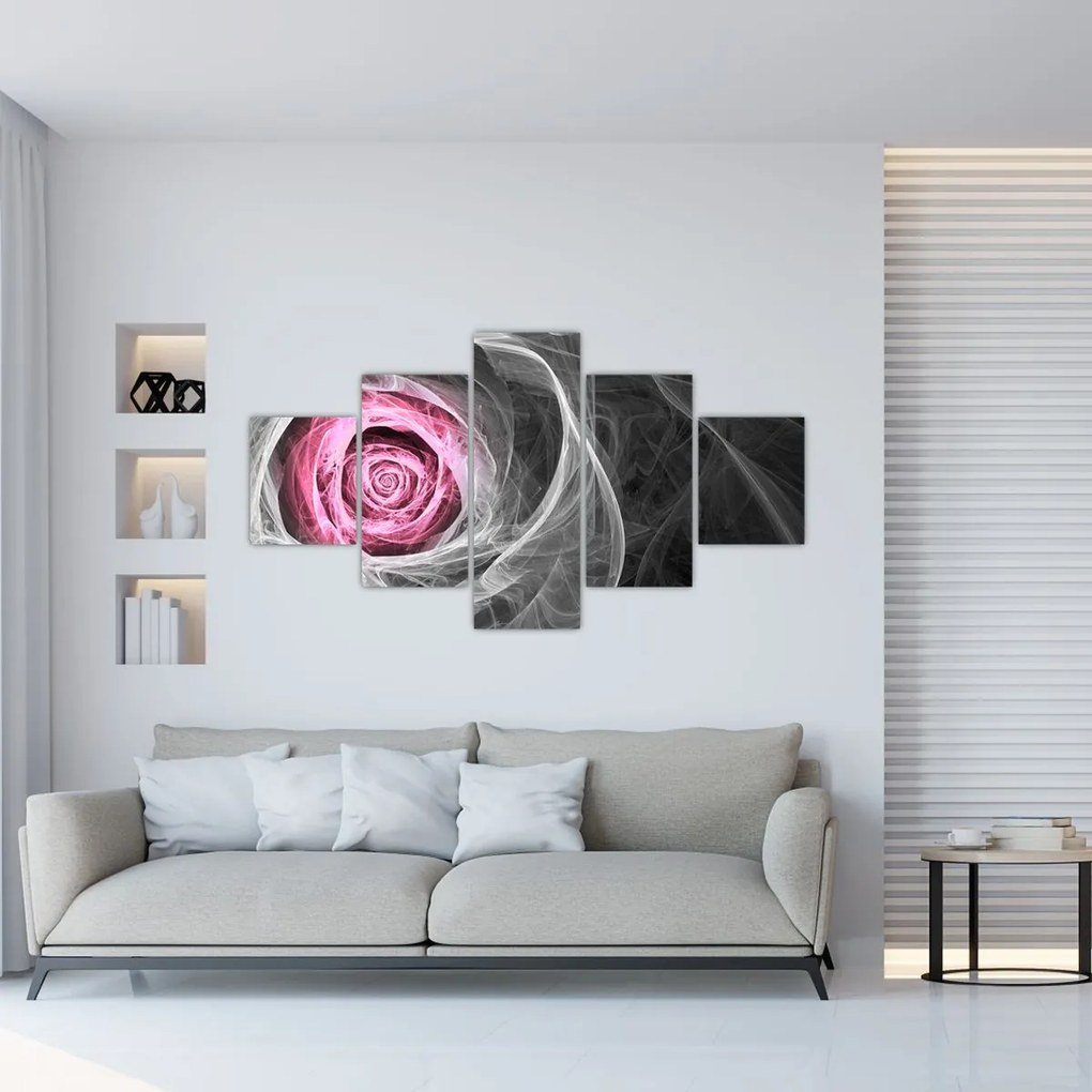 Obraz - Róż abstrakcyjny, fuksja (125x70 cm)