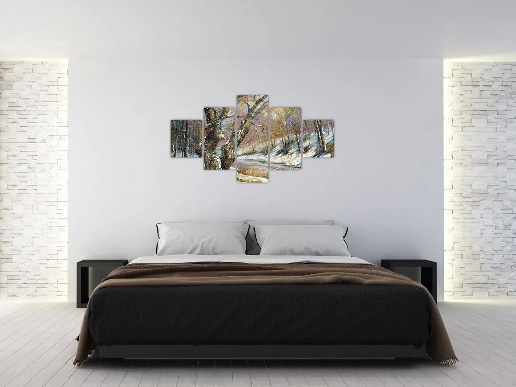 Obraz namalowanego zimowego krajobrazu (125x70 cm)