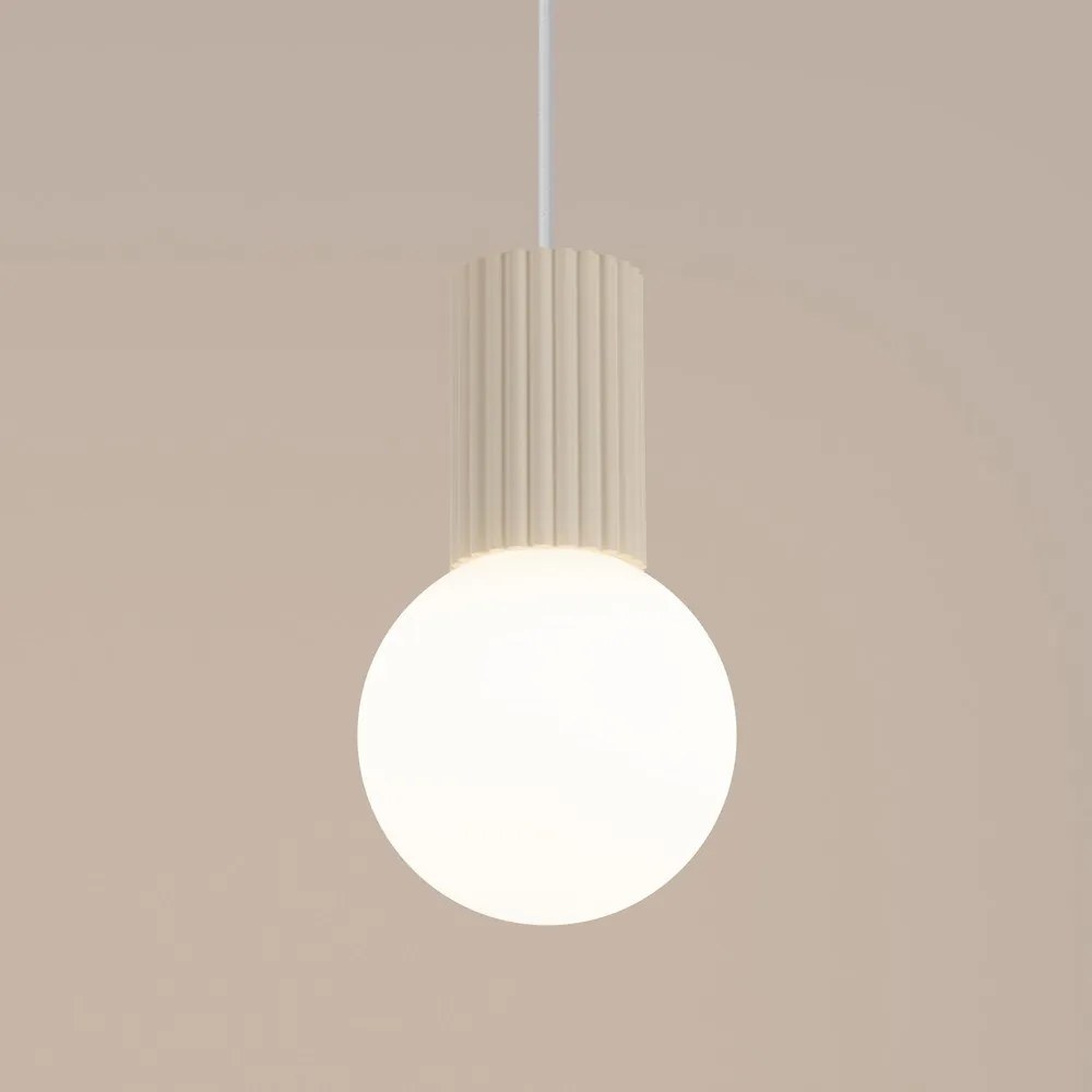 Kremowa lampa wisząca ze szklanym kloszem ø 12 cm Orbital – Sollux