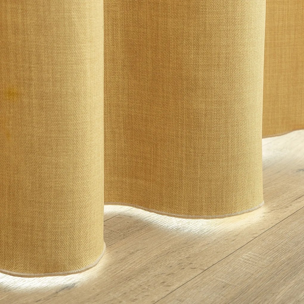 Zasłona zaciemniająca na taśmie marszczącej blackout strukturalny musztardowy 140 x 280 cm 1 szt.
