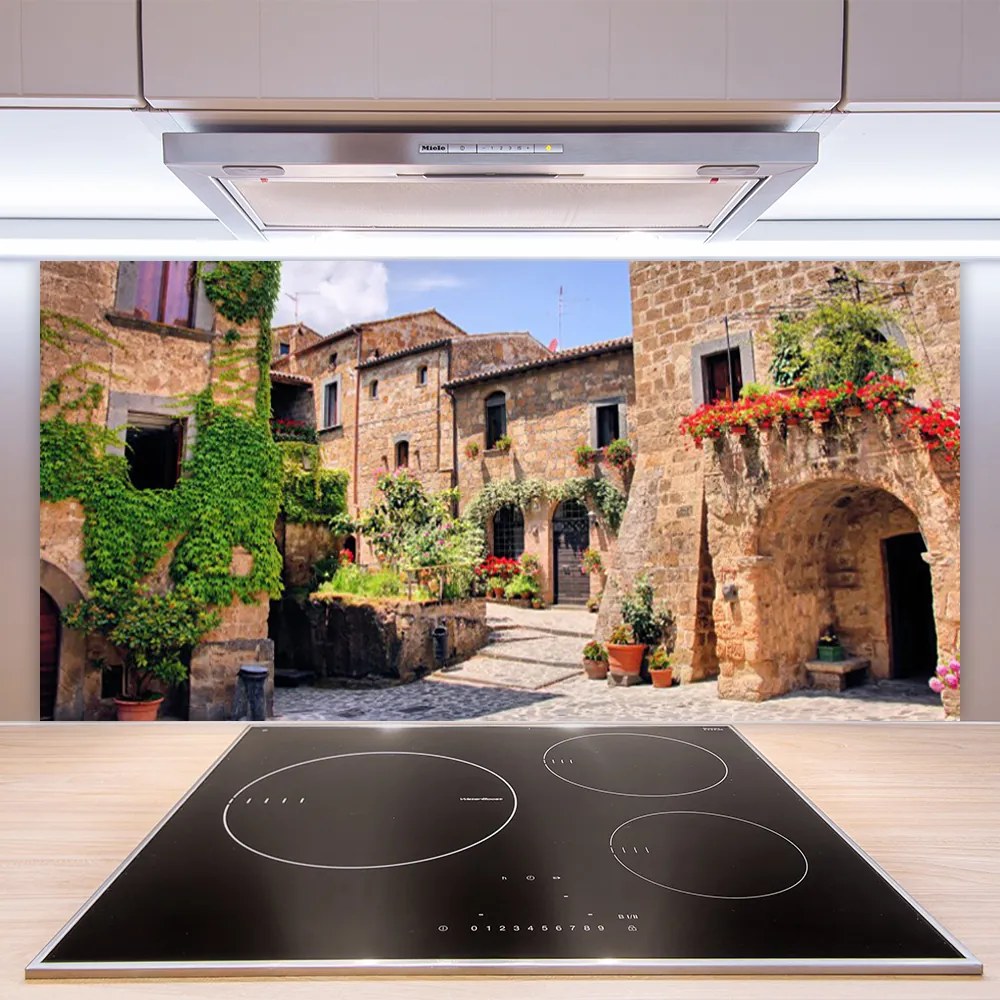 Panel Szklany Malownicza Uliczka W Kwiatach