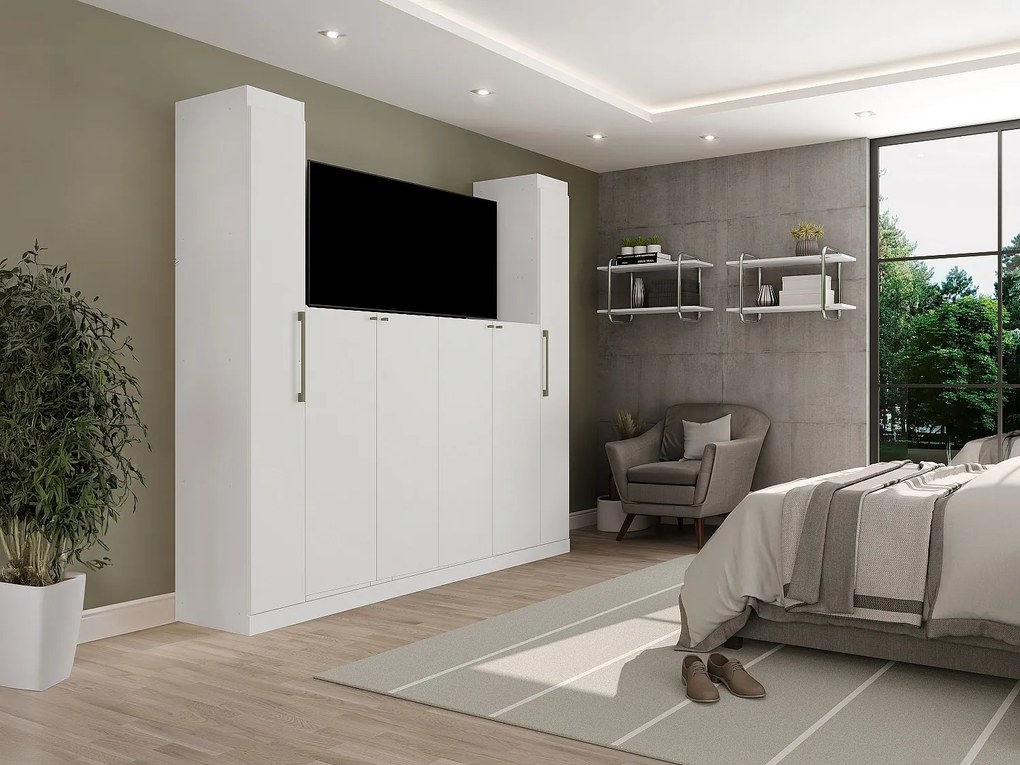 Zabudowa wokół łóżka - szer. 206 cm - Biały - ANTERO