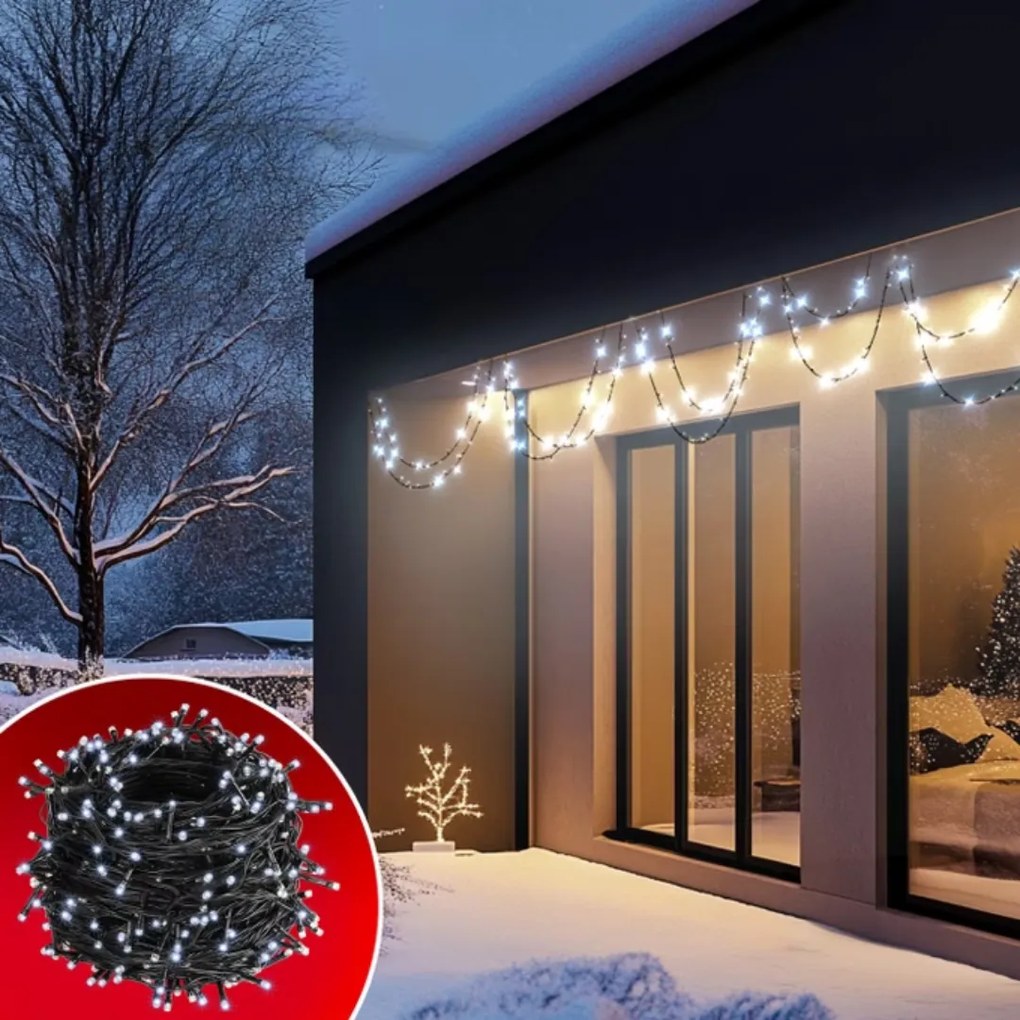 Świąteczny łańcuch świetlny SIMPLE, 60m, zimna biel Monzana