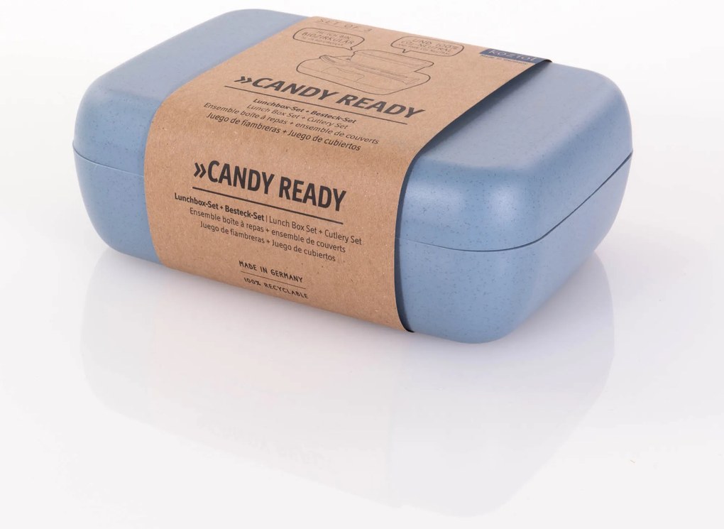 Śniadaniówka z przegródkami CANDY READY + zestaw sztućców, 4 elementy, KOZIOL