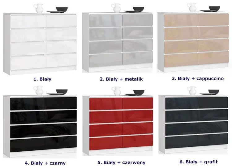 Komoda do biura biała + czarny połysk L6-R29