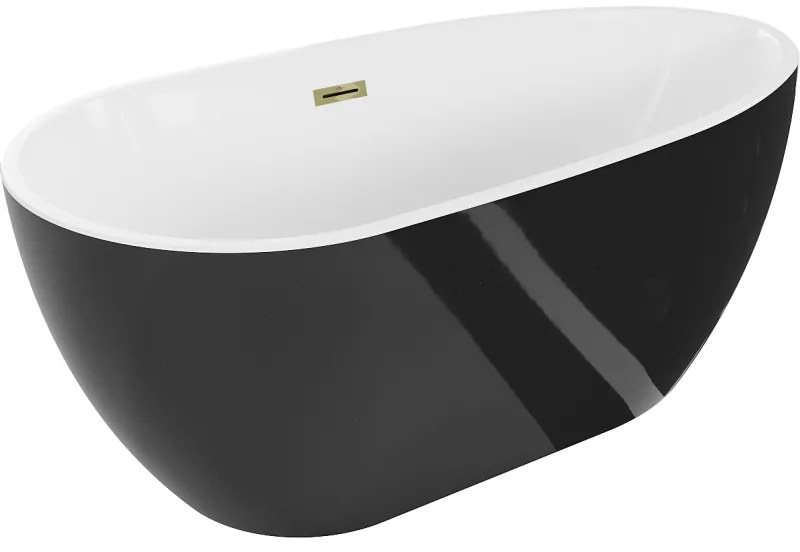 Mexen Eos wanna wolnostojąca 150 x 75 cm, biała/czarna, przelew złoty - 52471507575-50