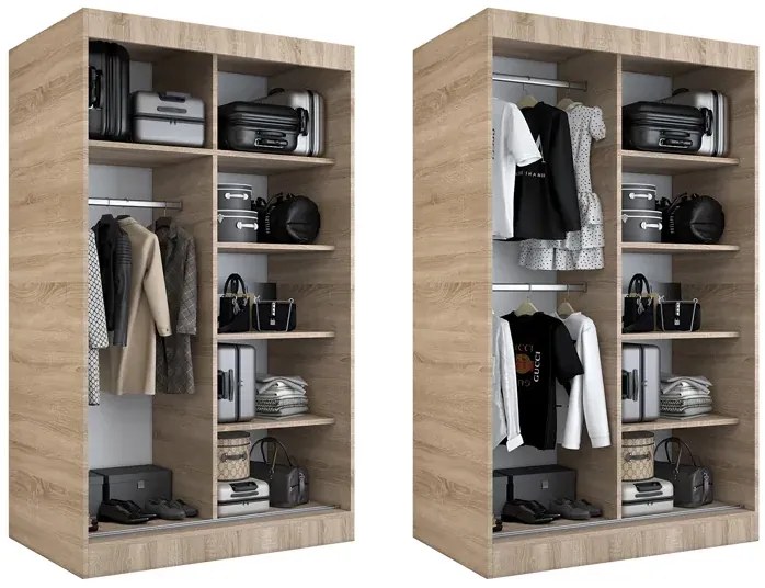 Szafa przesuwna dąb sonoma + antracyt 120 cm - Erco 3X