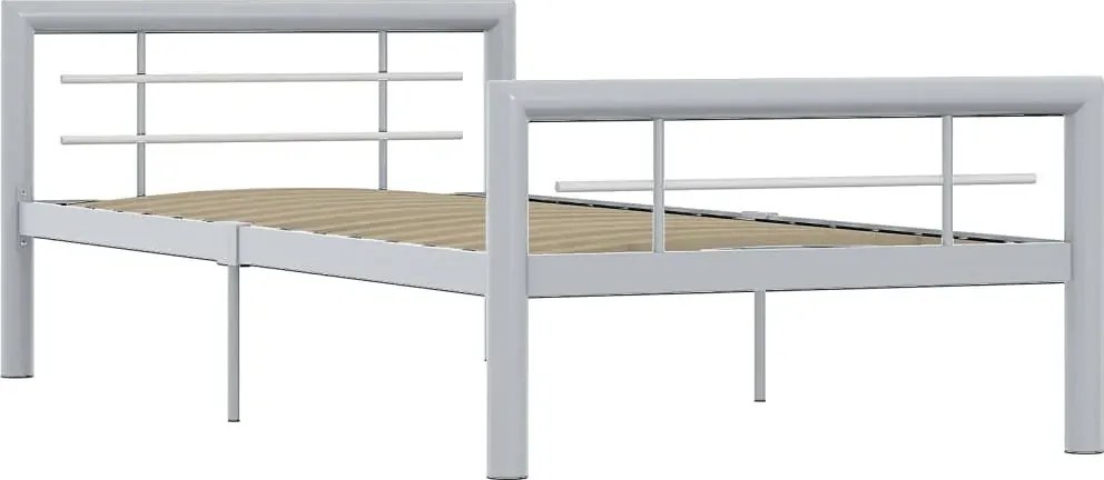 Szare metalowe łózko jednoosobowe 100x200 cm P6-C02