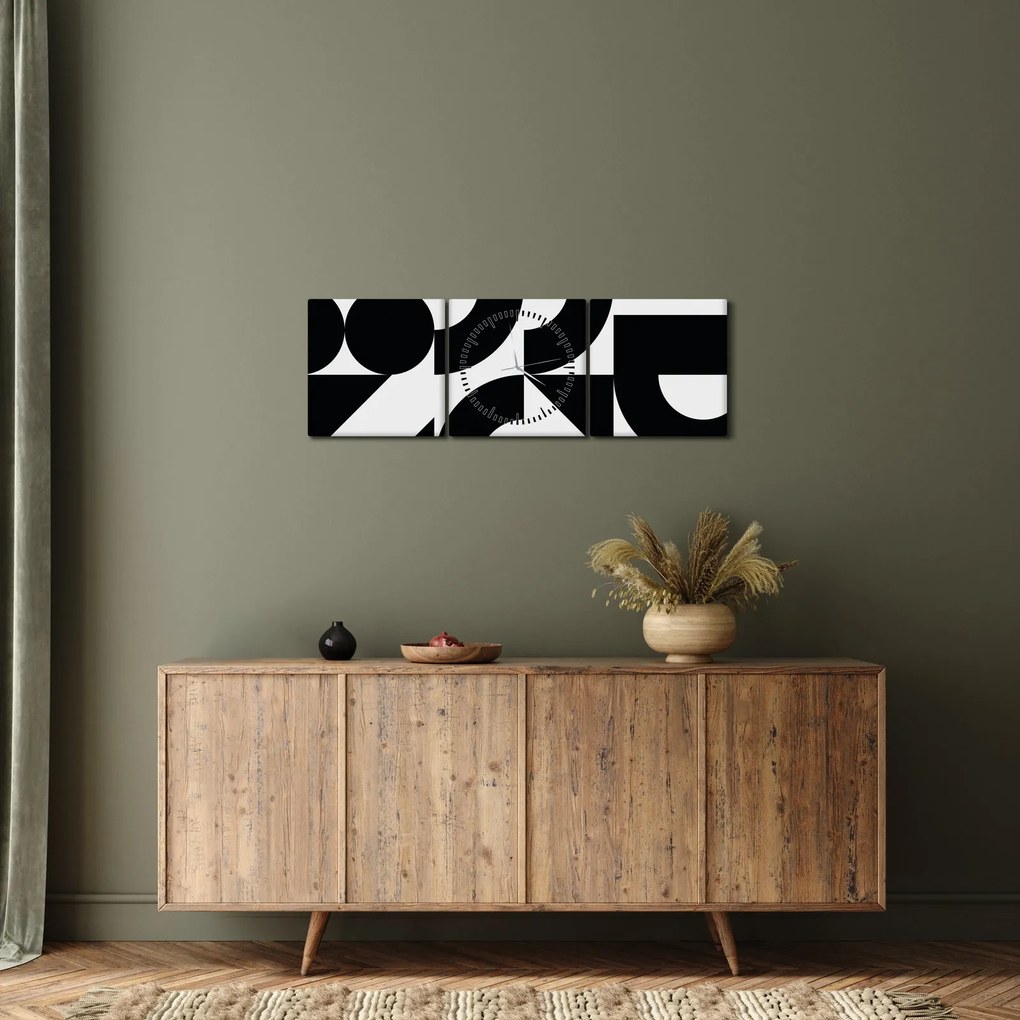 Obraz - Abstrakcja geometryczna N⁰2 (z zegarem) (90x30 cm)