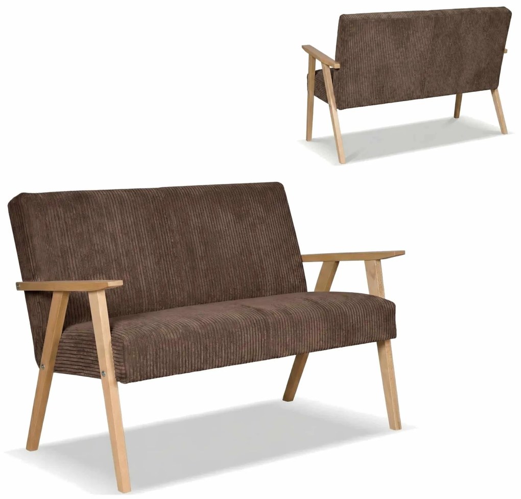 Sofa w stylu PRL retro vintage SOLER Family Meble brązowy sztruks Anafi