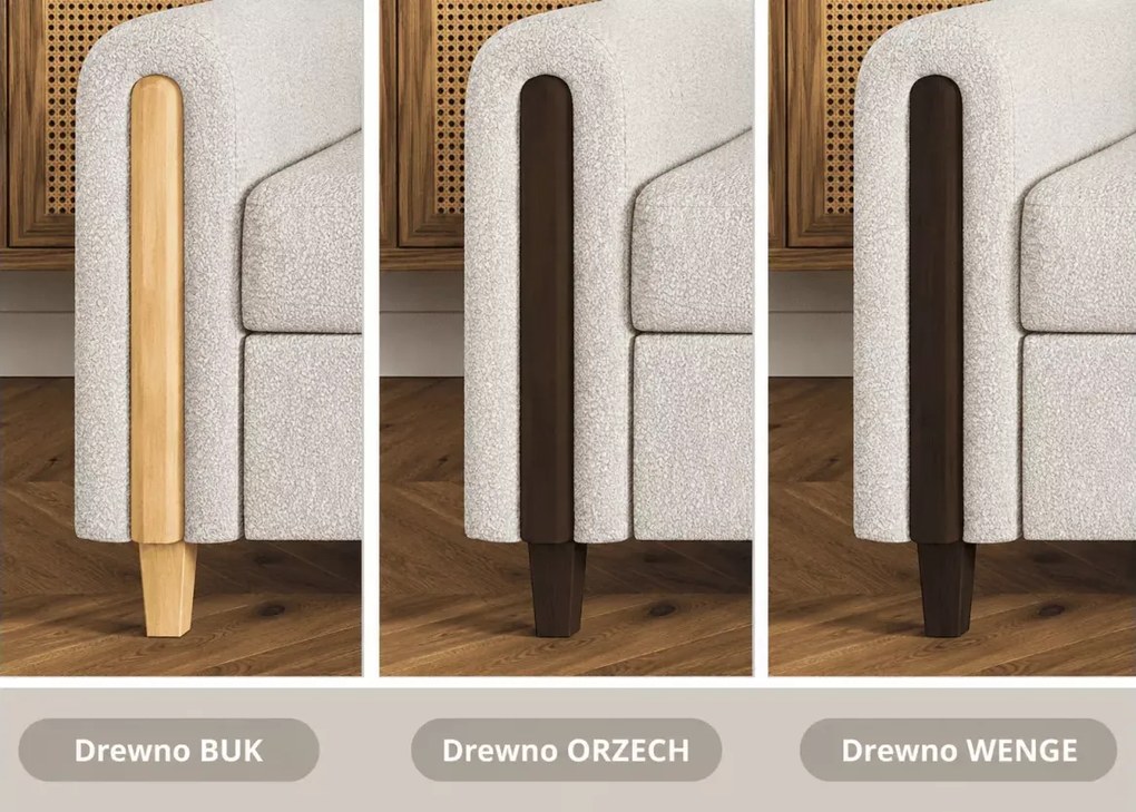 Narożnik Seatle – designerski mebel wypoczynkowy z funkcją spania delfin, pojemnikiem i drewnianymi detalami