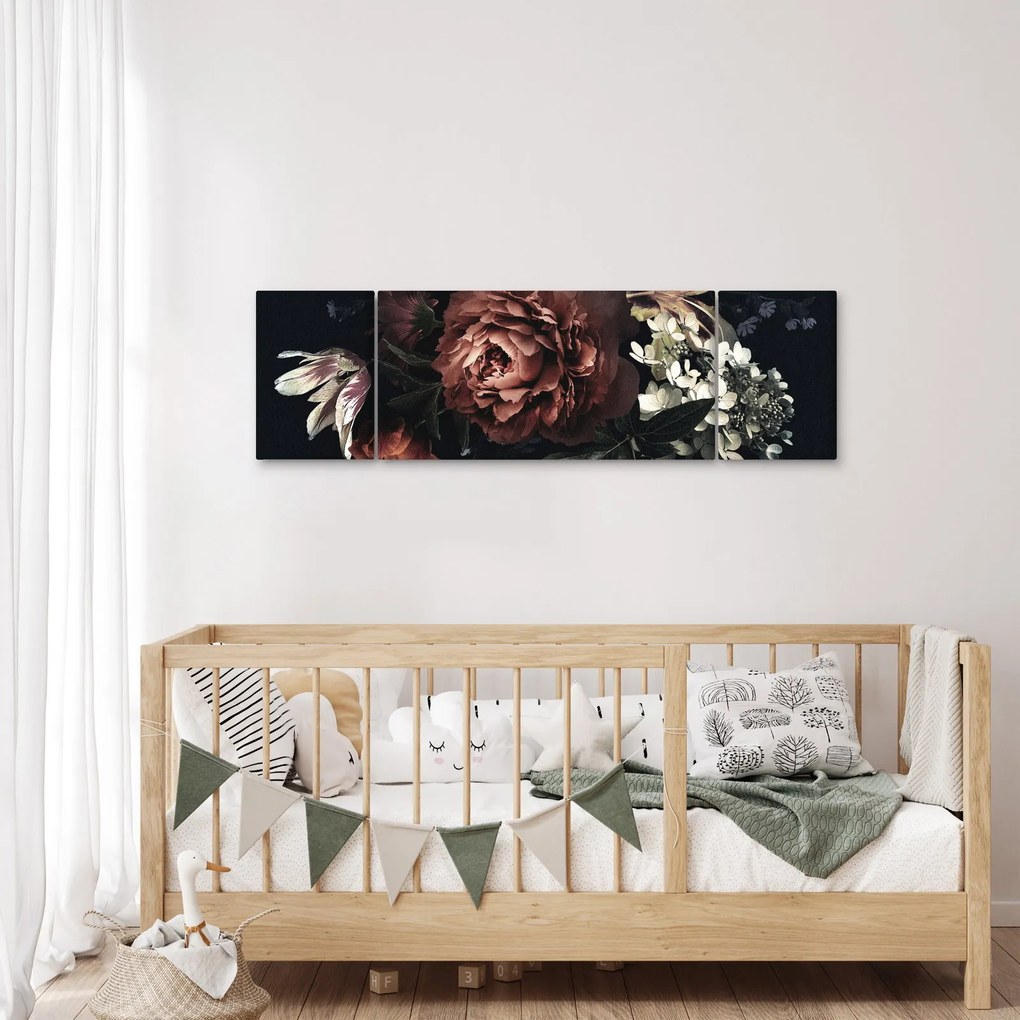 Obraz - Ciemne kwiaty (170x50 cm)