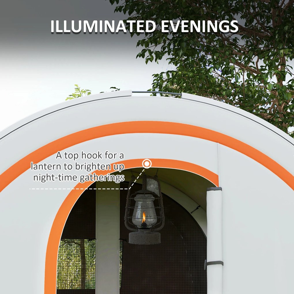 Outsunny Namiot Campingowy do 6 os., Rodzinny, Z oddzielnymi strefami, Wodoodporny, Kremowobiały