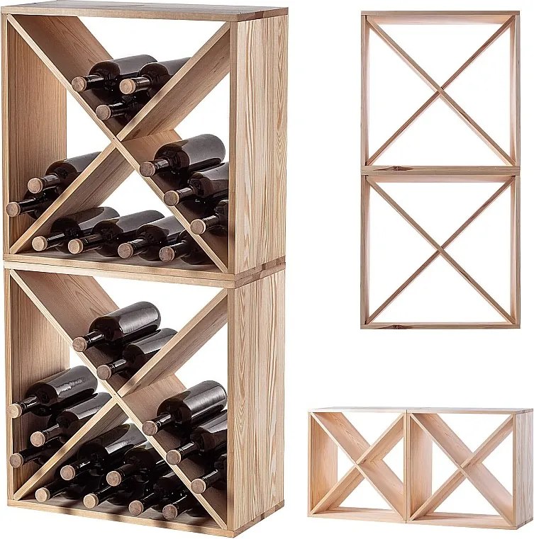 KADAX Regał na wino Loreo X drewniany jasny brąz 2szt