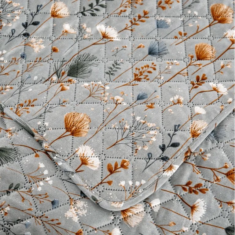 Narzuta na łóżko BOTANIC FIELD, szara Rozmiar: 220 x 240 cm