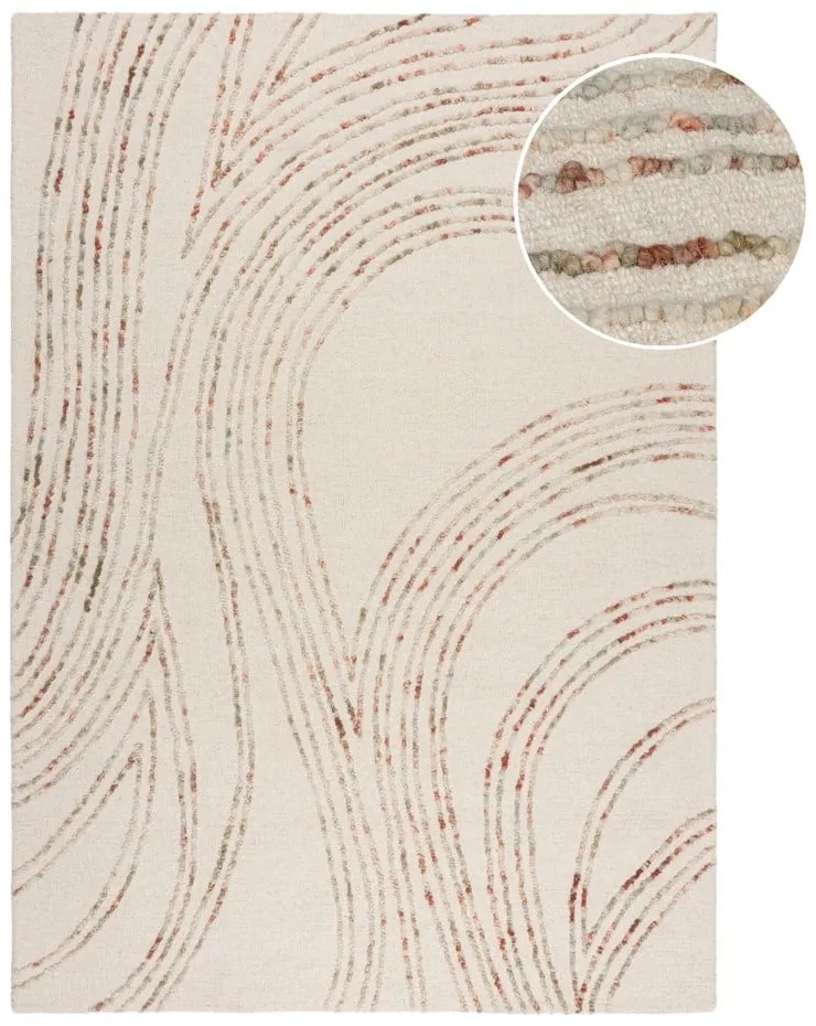Pomarańczowy/kremowy wełniany dywan 80x150 cm Abstract Swirl – Flair Rugs