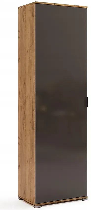 Nowoczesna wąska szafa z półkami dąb craft + lava mat - Kyle 9X