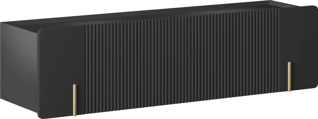 Szafka RTV Malmi 150 cm wisząca - czarny mat / złoty