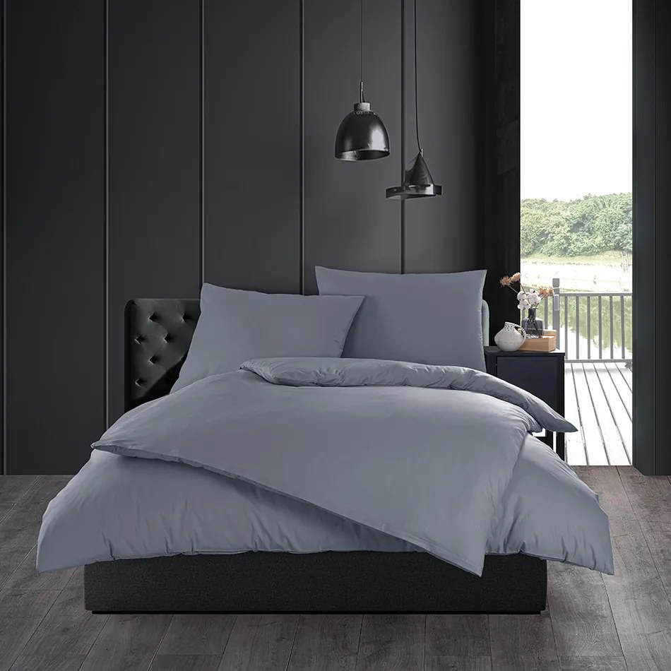 Pościel bawełniana Color szary 140 x 200 cm, 70 x 90 cm