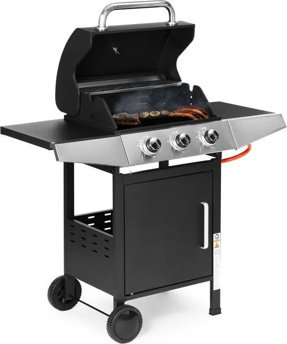 Grill gazowy z pokrywą i termometrem QL-02 na kółkach