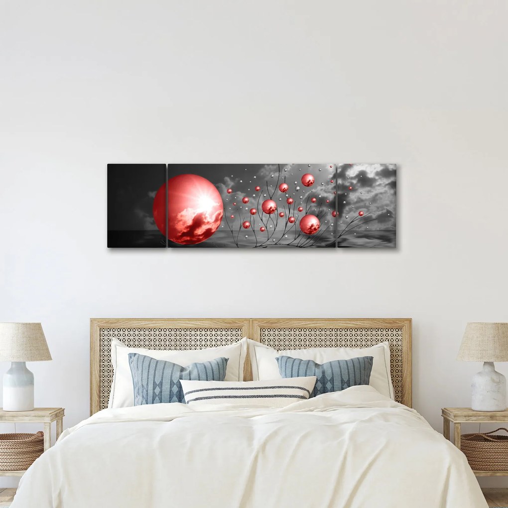 Obraz czerwonych kul (170x50 cm)