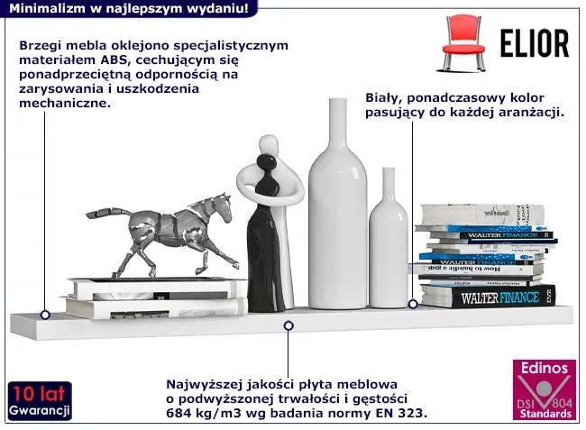 Biała minimalistyczna półka - Imersin 3X 100 cm