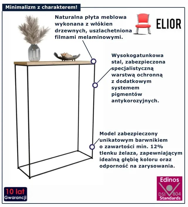 Wąska konsola do przedpokoju dąb artisan + czarny P0-G46