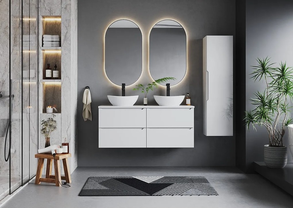 Biały Zestaw do Łazienki 120cm Szafka z Blatem Etna