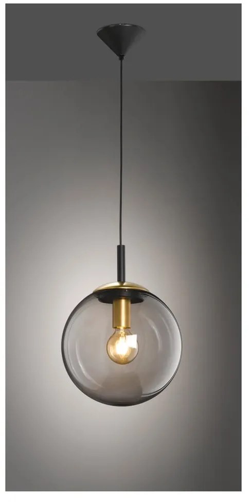 Czarna lampa wisząca ze szklanym kloszem Dini – Fischer &amp; Honsel