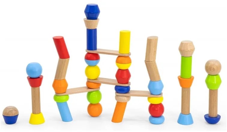 Viga drewniane klocki geometryczne układanka 52 el.