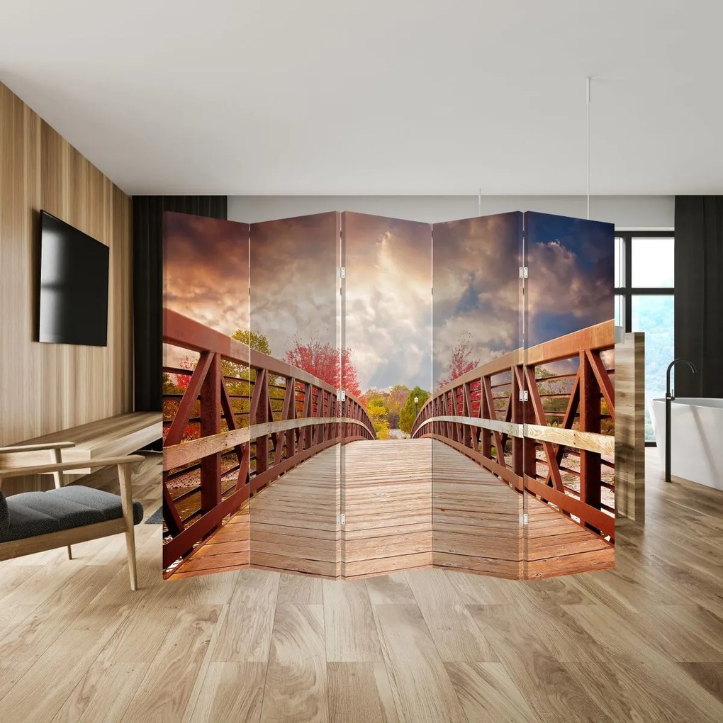 Parawan - Drewniany most (210x170 cm)