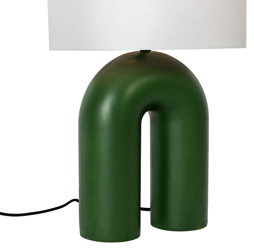 Designerska lampa stołowa zielona z białym abażurem z lnu - LottiDesignerski Oswietlenie wewnetrzne