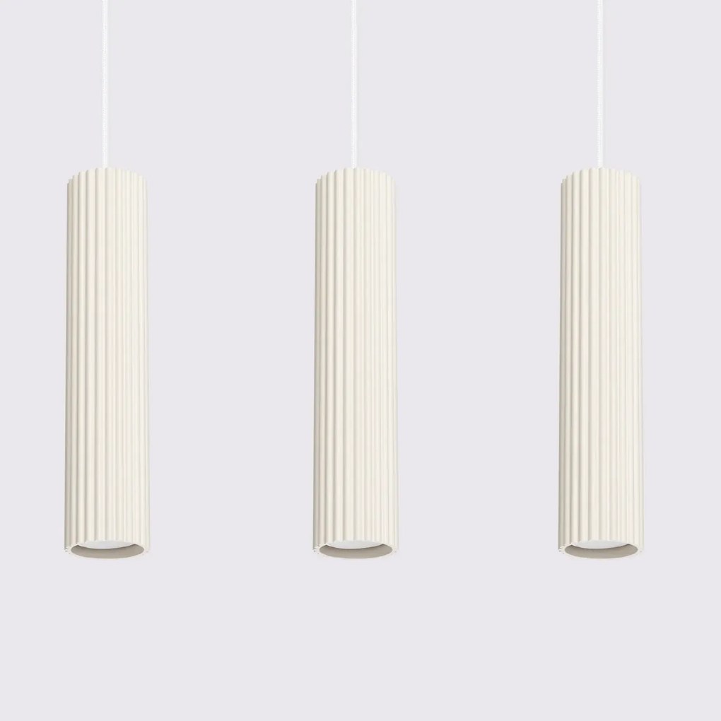 Lampa wisząca KARBON 3L beżowa ryflowana SOLLUX  LIGHTING