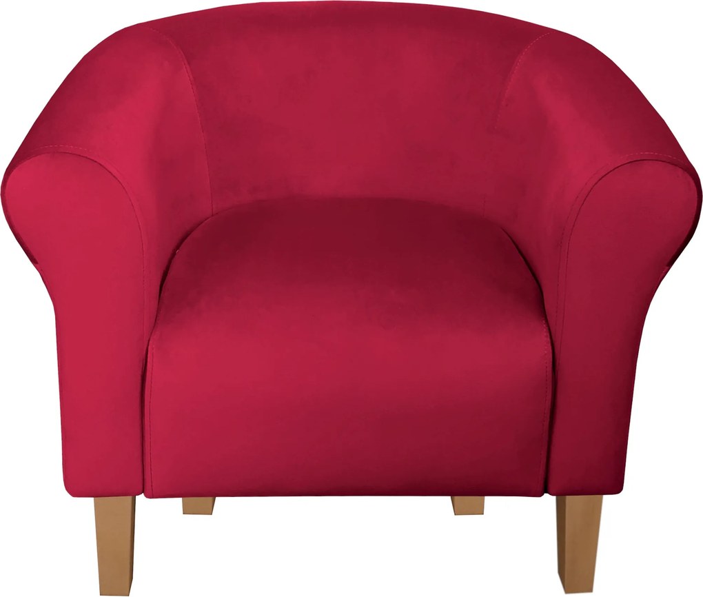 Fotel Milo tkanina Welur wygodny fotel tapicerowany do salonu i sypialni : Kolor nogi - Drewno, Kolor tkaniny - VELVET - MG31, Wysokość nogi - 15 cm