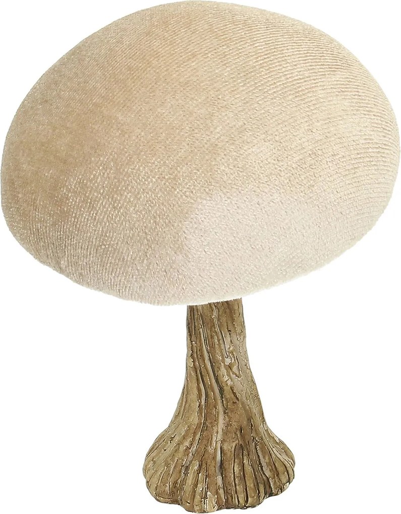 Dekoracja Velvet Mushroom 10 cm beige