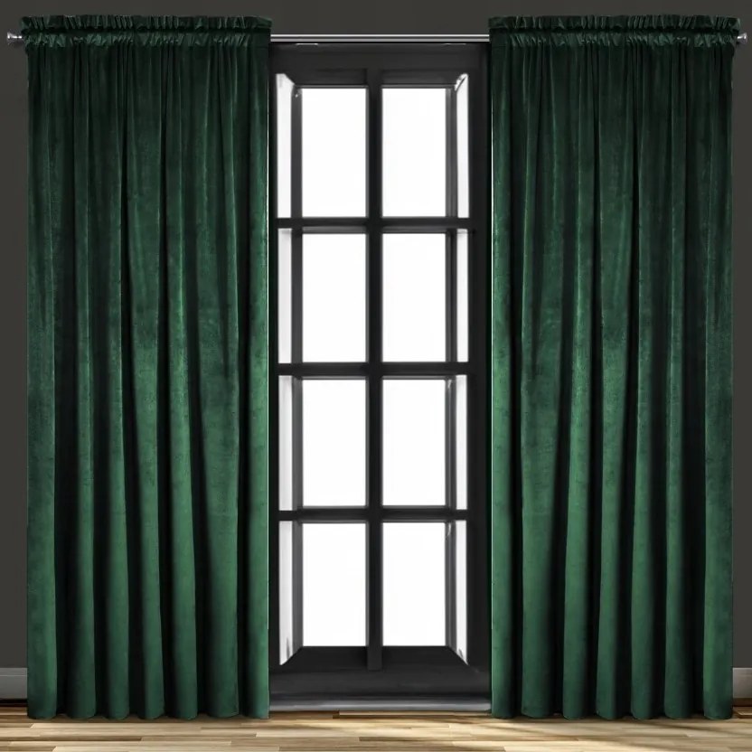 Zasłona welurowa na taśmie 140x250 velvet gruba butelkowa zieleń