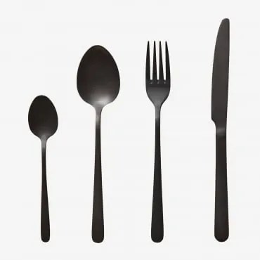 Zestaw Sztućców 16 Elementów Ze Stali Nierdzewnej Sornia Czarna - Sklum