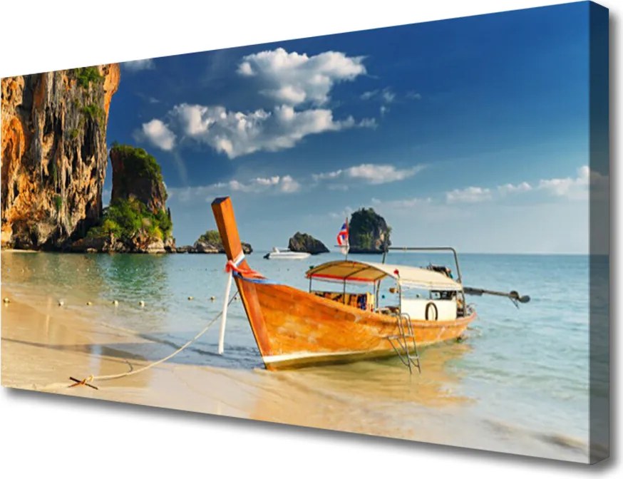 Obraz na płótnie Samotna Łódź na Falach