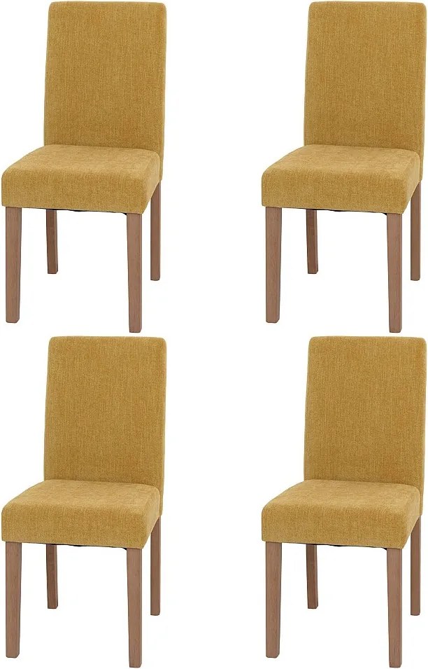 Szenilowe krzesło do jadalni Littau (zestaw 4 sztuk),  żółty, nogi w kolorze naturalnym