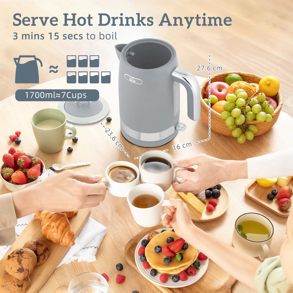 HOMCOM Zestaw Czajnik i Toster, 1,7L 2200W Szybkokochający Czajnik z Termostatem | Aosom PL